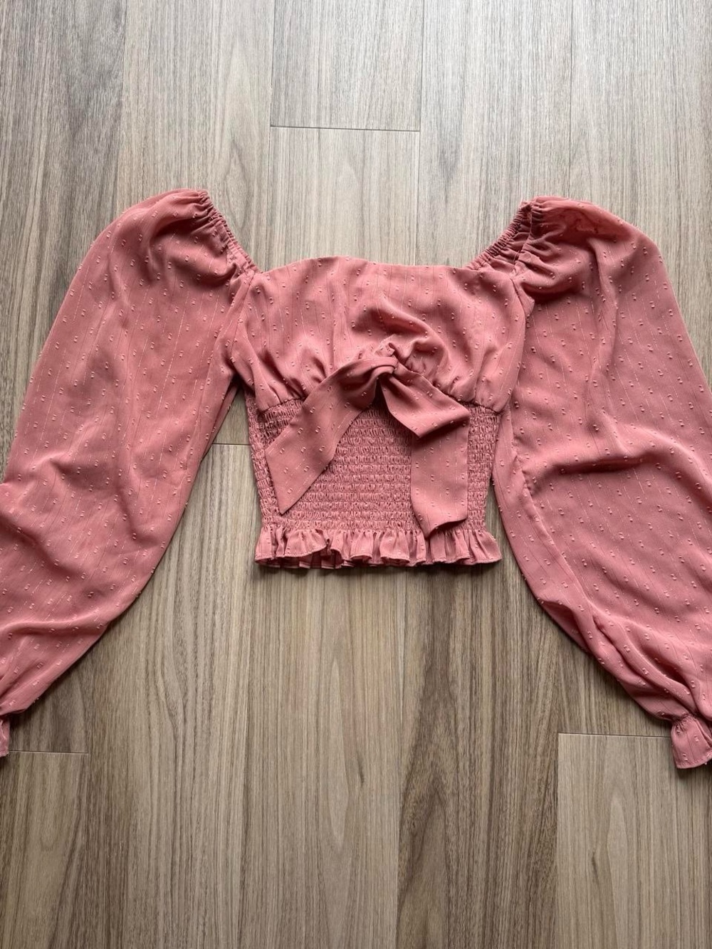 Altar’d State Pink Puff-Sleeve Ruffle Top